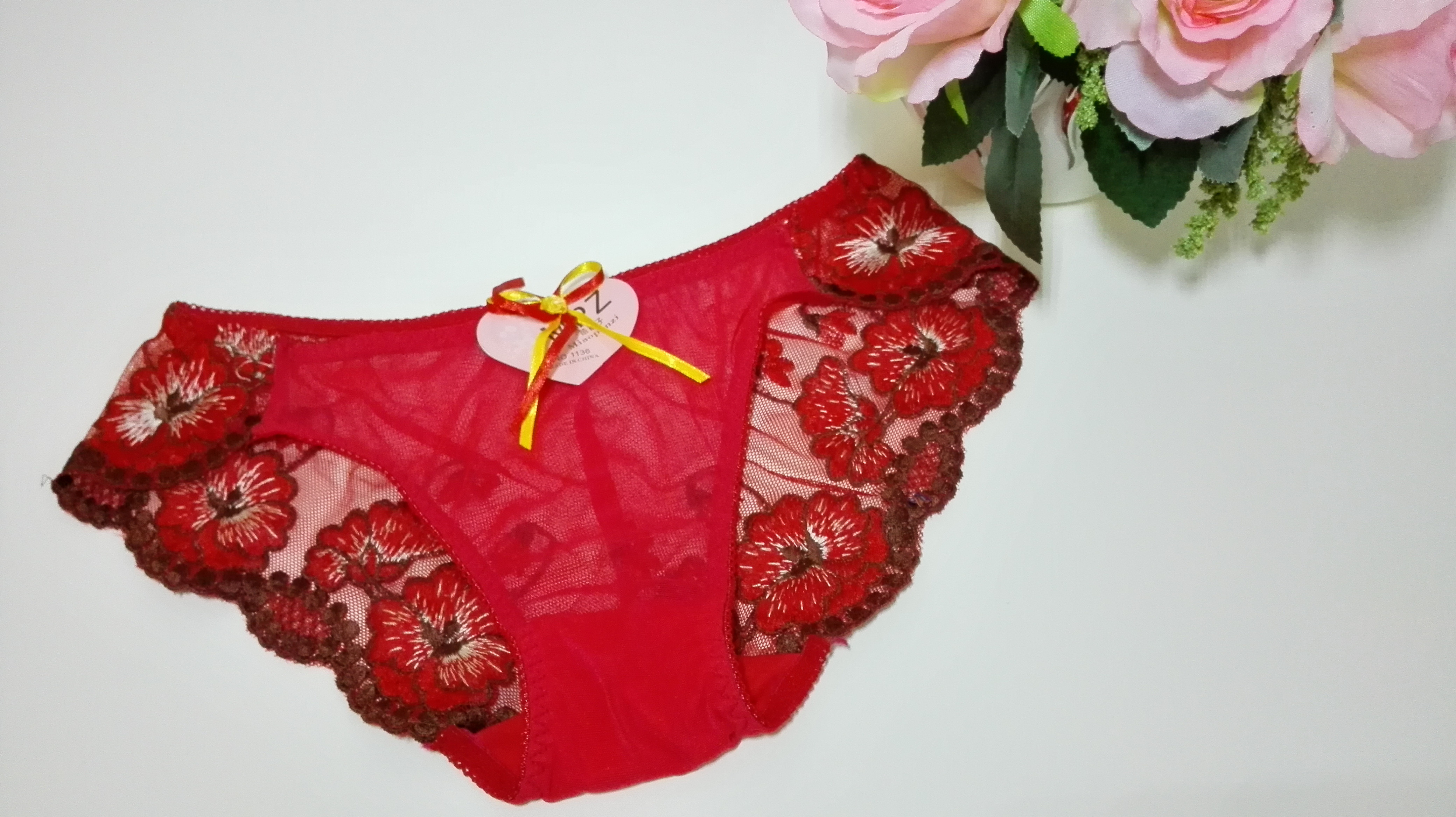 [2015爆款]单件包邮 透明内裤 红色蕾丝内裤 透