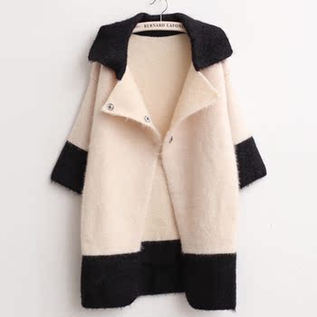 新品 秋冬韩版高档安哥拉羊毛<em>毛衣外套</em> 加厚长