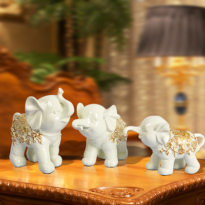 创意一家三口小象大象桌面摆件玄关电视柜客厅书房工艺装饰品摆设