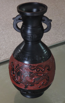 特色手工艺品-河北邯郸馆陶特产黑陶-中国工艺美术作品-万福瓶