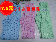 印花高腰大码 春秋中老年内衣服带护膝护腿加长加厚纯棉女秋裤 包邮