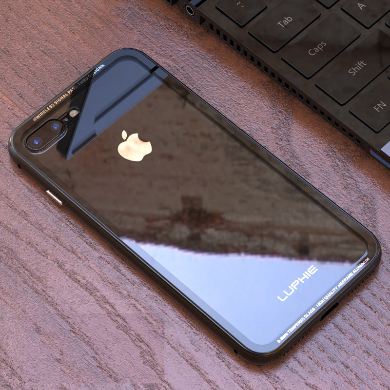 iPhone8plus手机壳苹果8金属边框透明玻璃后盖