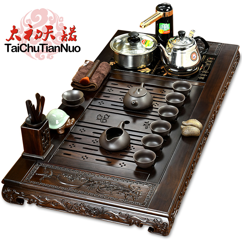 金灶茶具套装黑檀木全自动四合一电磁炉茶盘茶海整套紫砂功夫茶道