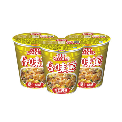 nissin/日清合味道虾仁风味82g*3三连杯面方便面泡面