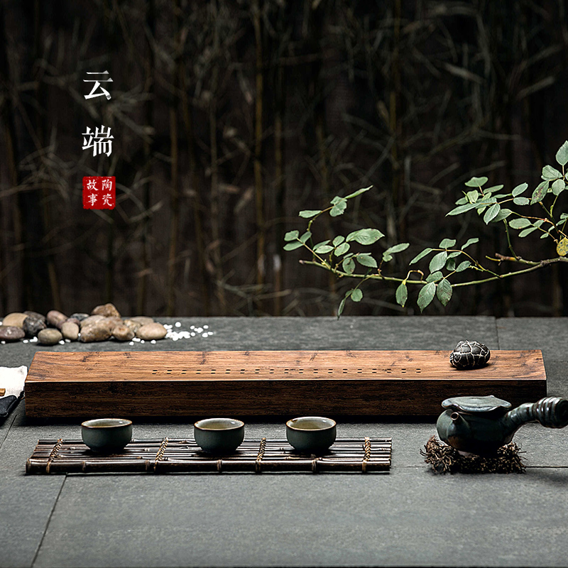 陶瓷故事重竹茶盘简约排水式茶海竹制长方形功夫茶具小号茶台包邮