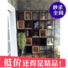 loft新品铁艺书架美式木格子花架置物架办公室创意屏风玄关隔断