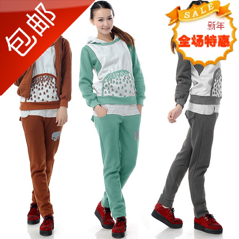 <em>蘑菇街女装</em>2015潮新款韩版骷髅头<em>运动</em>服加厚