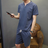 2017新款夏季男士套装男青年大码短袖T恤休闲两件套加肥加大男装