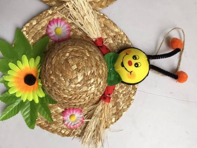 稻草工艺纯手工diy万圣节装饰幼儿园挂饰吊饰摆设草圈 草帽娃娃