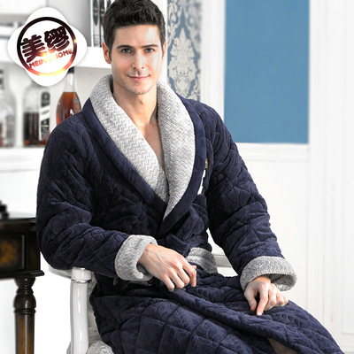 珊瑚绒情侣睡袍冬加厚加长款浴袍女冬季家居服