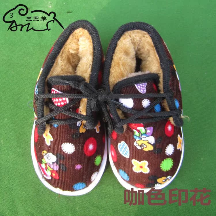 传统儿童纯手工棉鞋男灯芯绒加厚老棉鞋系带加