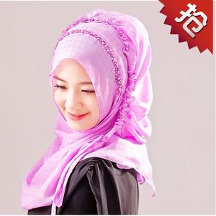 新款穆斯林头巾纱巾回族时尚盖头长巾品牌muslimhijabarabic
