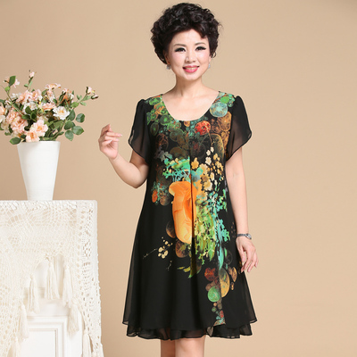 【图】40-50岁女装夏装夏季连衣裙 圆领 2014