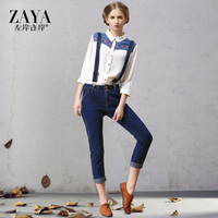 左岸右岸夏季新款露<em>袋</em>破洞<em>牛仔短裤女</em>韩版潮包