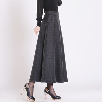 2014秋冬新款女装<em>半身</em>长裙 A字裙<em>冬款毛呢</em>长