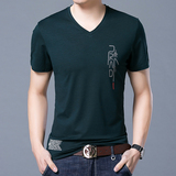 新款男士短袖t恤夏季打底衫V领修身衣服薄款韩版夏天半袖体恤潮流