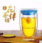三件式带内胆 保温透明隔热水杯 过滤花茶杯 双层玻璃杯 厂家直销