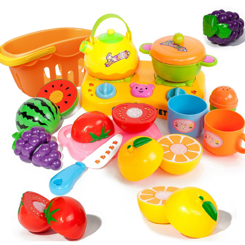 过家家玩具厨房玩具套装必备 仿真可切水果蔬菜篮 玩具水果切切看
