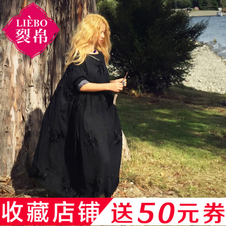 裂帛特价2016夏季新款真丝刺绣长裙子宽松长袖连衣裙女商品大图
