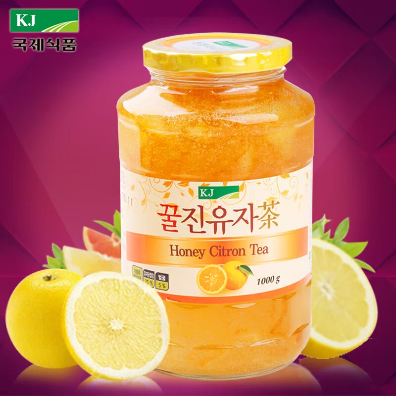 韩国进口KJ蜂蜜柚子茶1000g 韩国原装进口 冲饮水果茶 包邮
