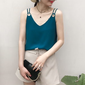 夏季V领双肩带雪纺背心