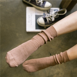 薄款纯色纯棉堆堆袜