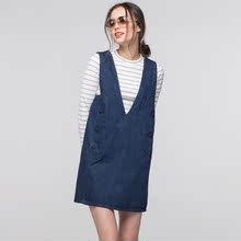Weekend条纹T恤牛仔连衣裙套装 女160222035 艾格Etam