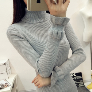 毛衣女秋冬新款加厚针织衫长袖短款打底衫修身显瘦高领毛衣女套头