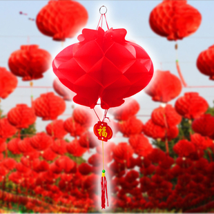 灯笼 大红手工装饰节日小纸灯笼平安灯蜂窝纸灯笼批发 春节婚庆纸灯笼