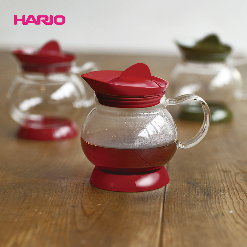 HARIO日本原装进口茶壶耐热玻璃茶具 带过滤网可爱泡茶壶JTS-35R