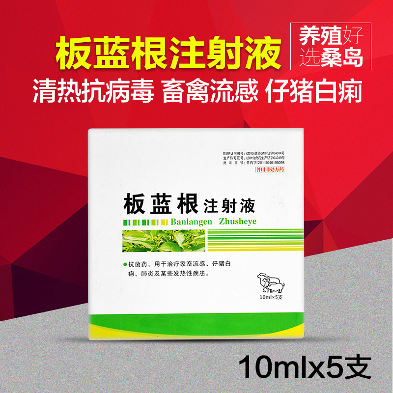 桑岛兽药 板蓝根注射 液兽用猪用马牛羊用清热解毒退烧抗病毒针剂
