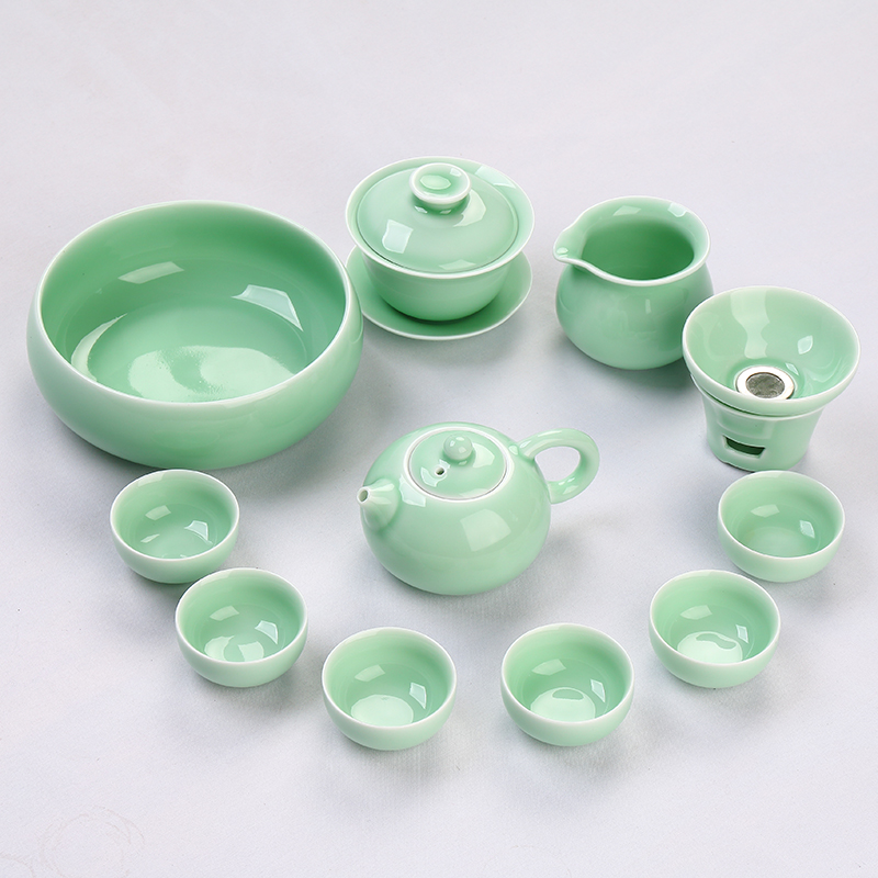 正品龙泉青瓷茶具套装鲤鱼茶杯陶瓷茶壶西施壶盖碗整套功夫茶具