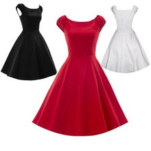party casual dress Hepburn women gown 2017 cotton vintage