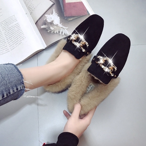 豆豆鞋加绒棉平底毛毛鞋
