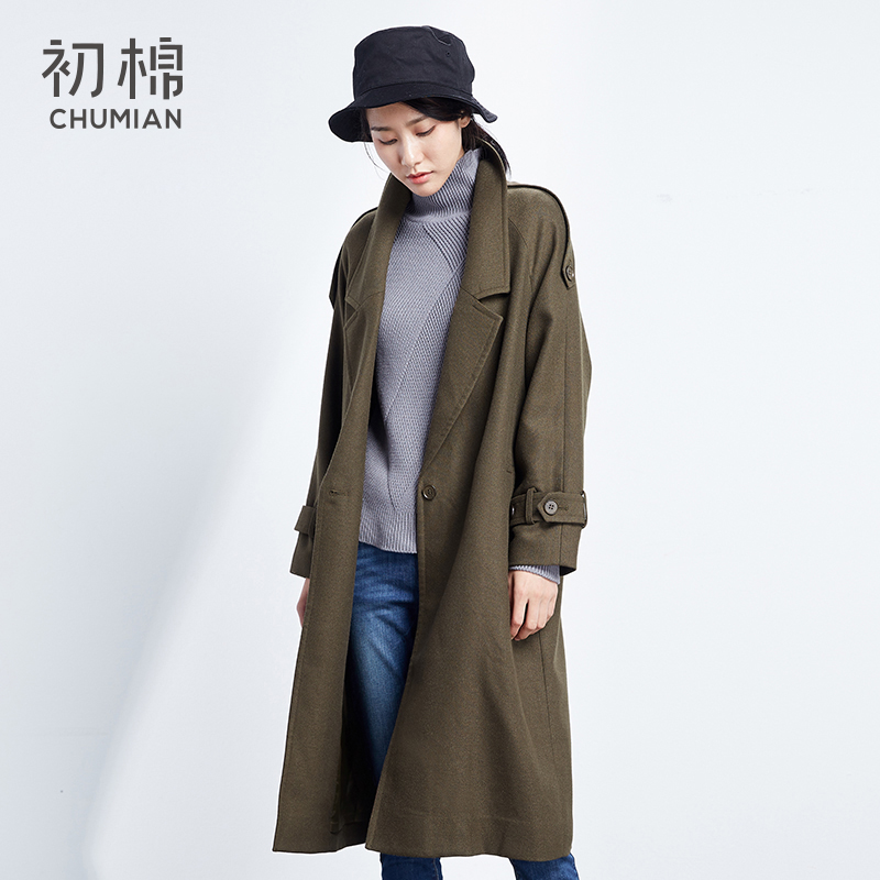 韩版秋季装长袖宽松大衣大码中长款女式牛仔风