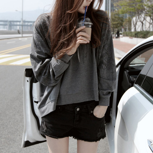韩国东大门代购2015春装外套女韩版套头蝙蝠宽松长袖卫衣潮