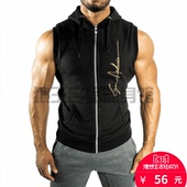 卫衣外套 紧身运动马甲开衫 连帽薄款 gymshark肌肉兄弟男纯棉无袖