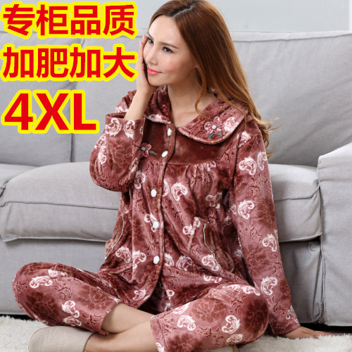 [2015爆款]冬中老年女士夹棉<em>睡衣</em>超<em>大码</em>加肥加