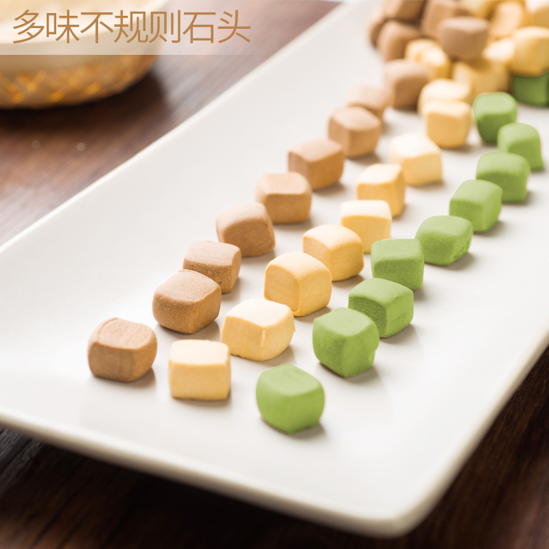 快乐点小石头曲奇饼干原味巧克力抹茶口味100g*3罐台式休闲零食品