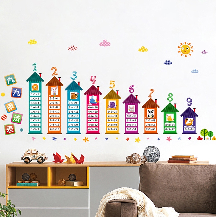 儿童房装饰乘法表墙贴画幼儿园早教所教室墙面布置卡通数字墙贴纸