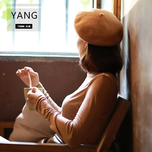 百搭羊毛呢韩版画家帽