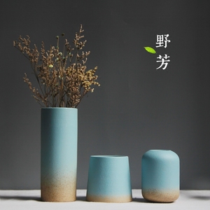 禅意蓝色手工小花瓶