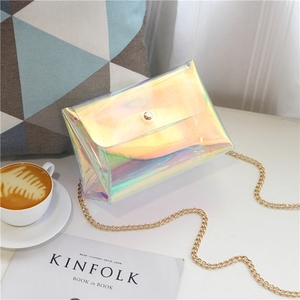 镭射透明链条小方包