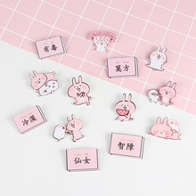 饰品 日韩简约少女萌粉色外套小兔子亚克力徽章胸针学生可爱别针装
