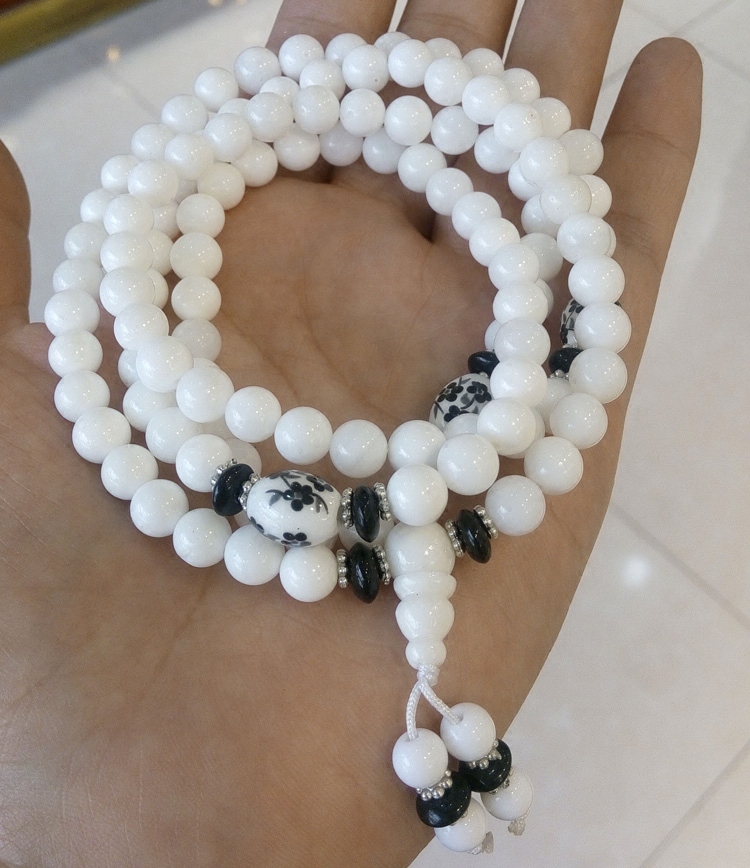 天然白砗磲手链男女108佛珠民族风项链毛衣链