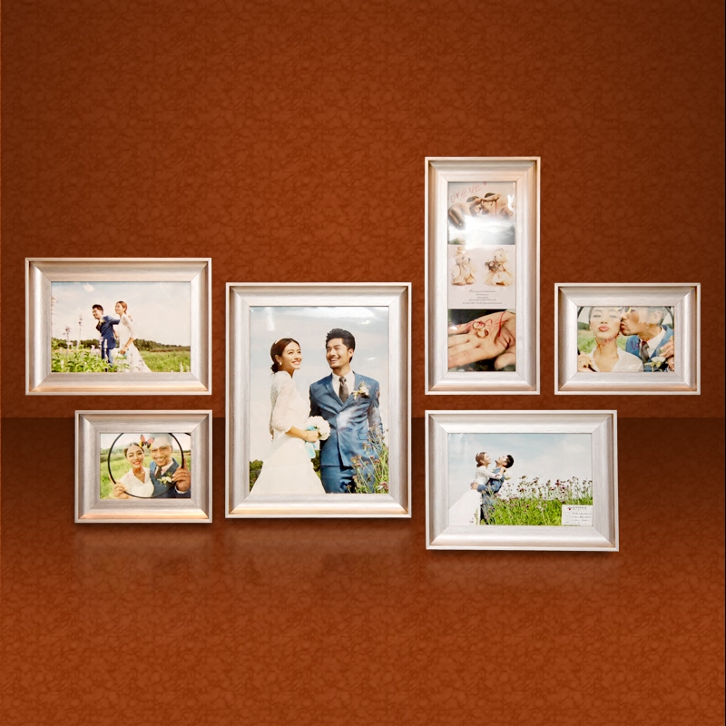 影楼相框挂墙照片制作放大婚纱照相框结婚照照片墙六组合含照片