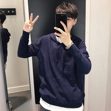 1CHEN /秋季新品韩版纯色简约 超舒适修身连帽休闲套头情侣针织衫
