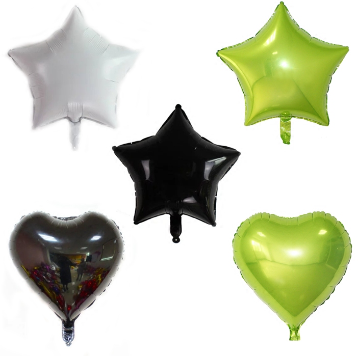 18寸星星心形铝膜气球黑色白色果绿色生日派对装饰爱心五角星布置
