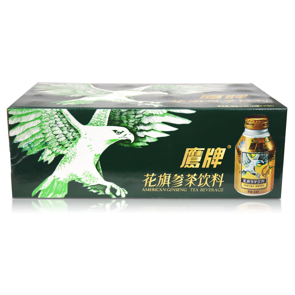 鹰牌花旗参茶饮料 310ml/罐*24罐 西洋参茶 缓解疲劳 增强免疫