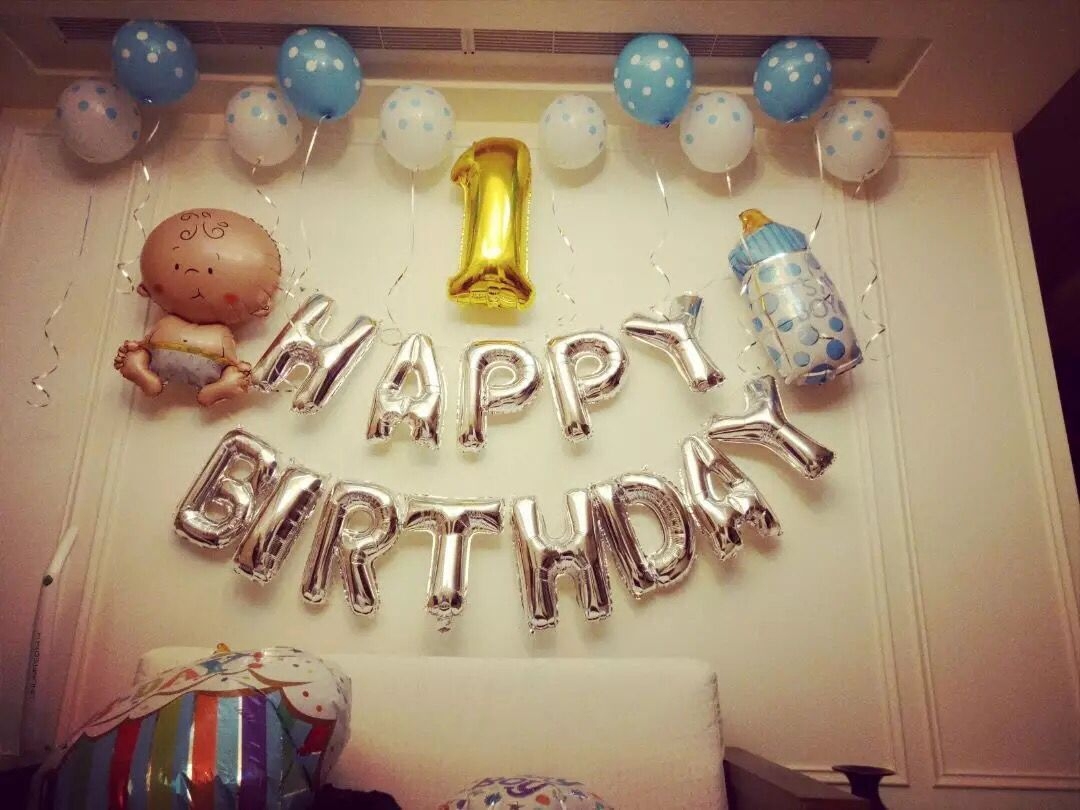 生日字母气球套餐成人 宝宝周岁酒店宴会布置可悬挂挂
